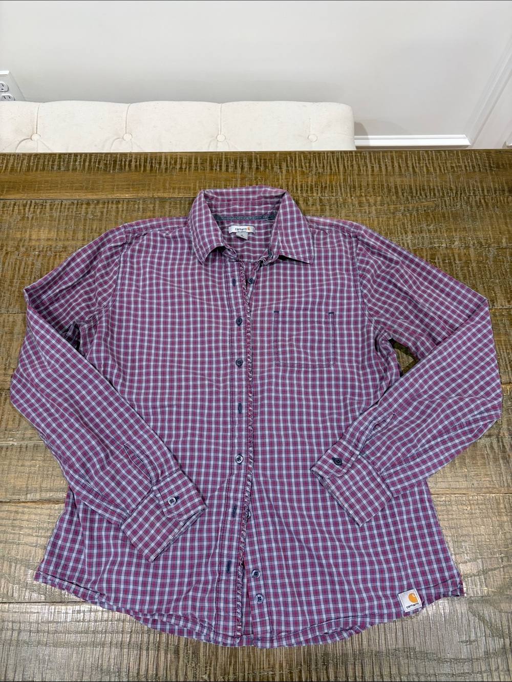 Carhartt women’s Red Plaid Long-Sleeve Button-Down Shirt
